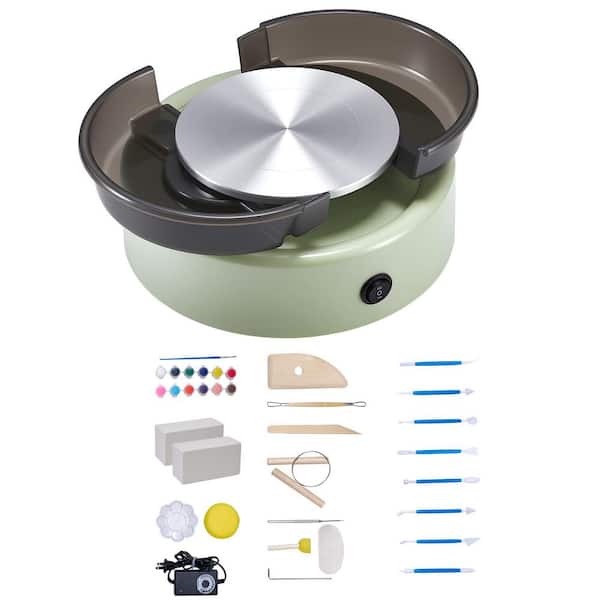 Mini Pottery Wheel, 6 in. Turntable, Forward and Reverse Rotation, Adjustable Speed, for Kids and Beginners, Green