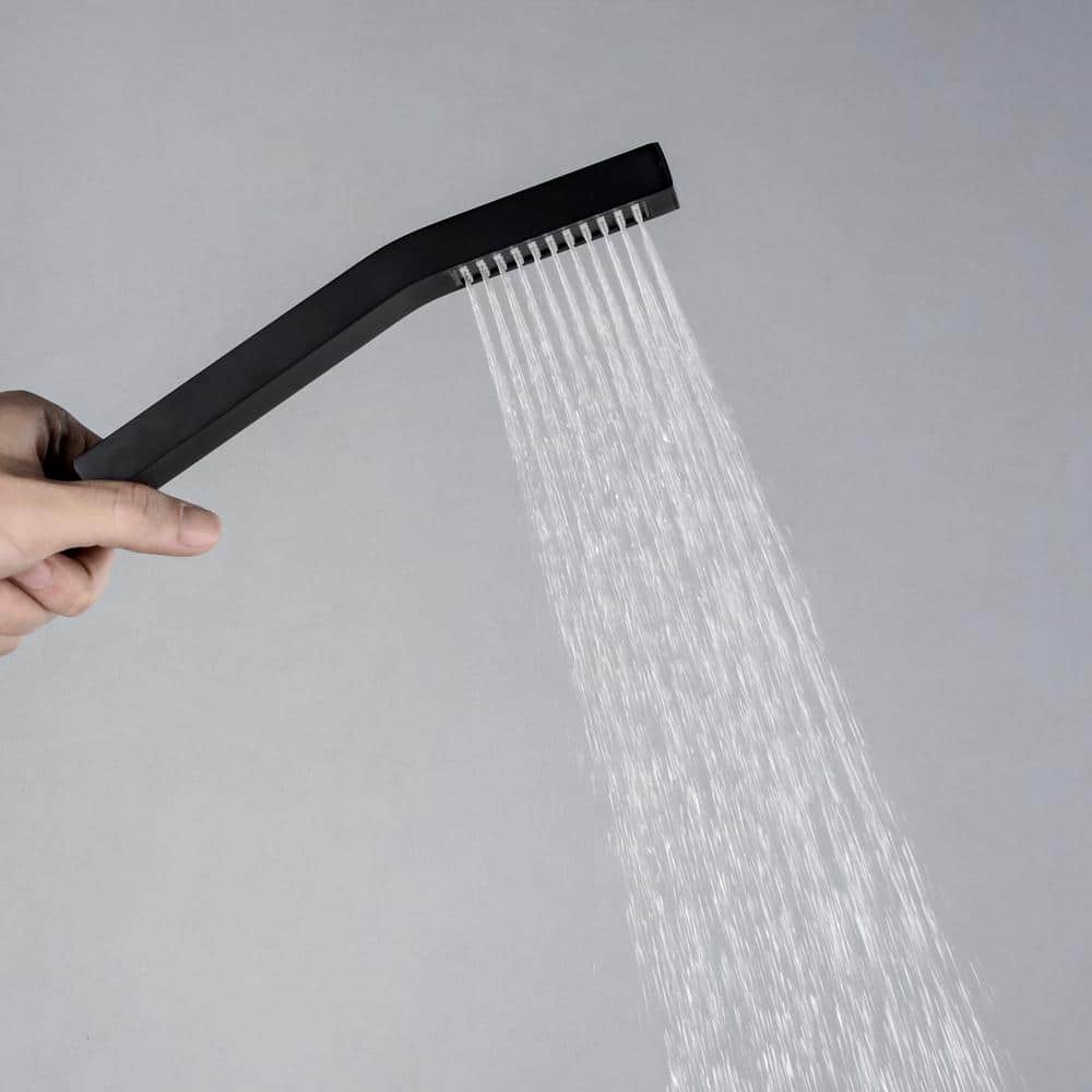 Large Matte Black Stainless Steel Square Wall Mounted Shower System