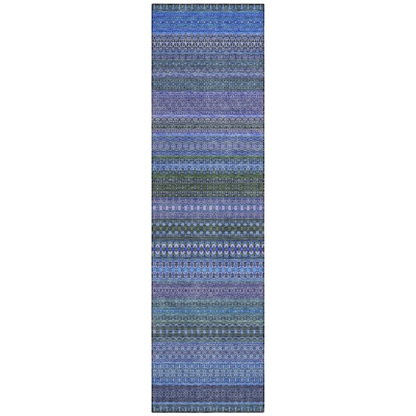 Addison Rugs Chantille ACN527 Blue 2 ft. 3 in. x 7 ft. 6 in. Machine Washable Indoor/Outdoor Geometric Runner Rug