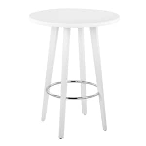 Ahoy 28.5 in. Round White Wood Counter Height Dining Table with Round Black Footrest (Seats 2)