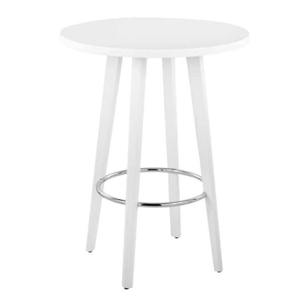 Lumisource Ahoy 28.5 in. Round White Wood Counter Height Dining Table with Round Black Footrest (Seats 2)