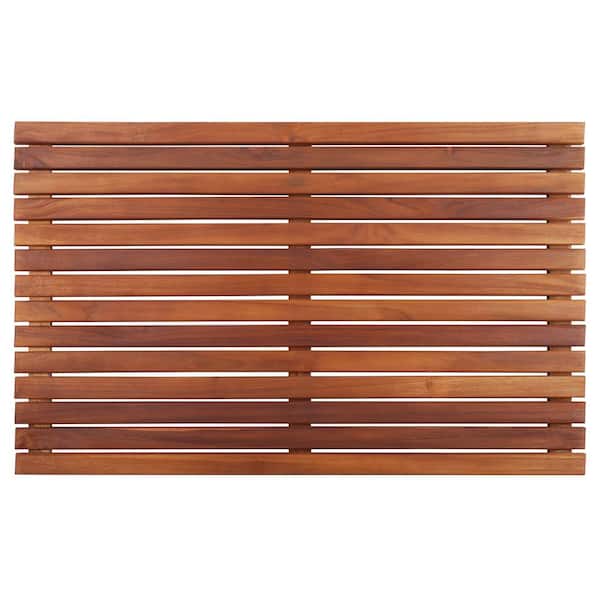 Oiled Brown Teak Indoor and Outdoor Shower/Bath Mat 31.4 in. x 19.6 in.