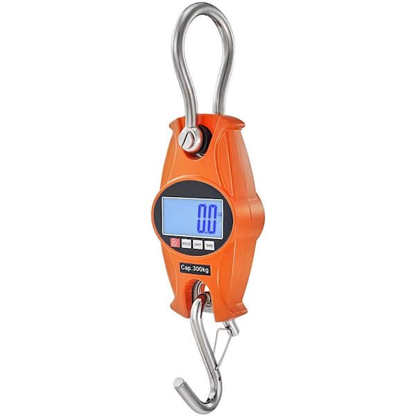 660 lbs. /300 kg Digital Crane Scale, Heavy Duty Hanging Scale with Cast Aluminum Case, LCD Screen, Hooks
