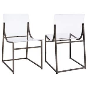 Adino Clear and Black Nickel Acrylic Dining Side Chair (Set of 2)