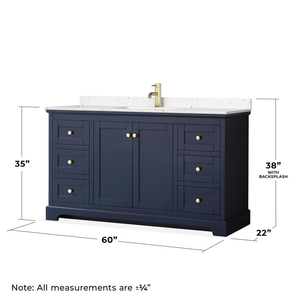 Avery 60'' Dark Blue Marble Top Single Vanity