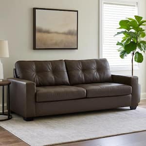 Barl 85 in. Rich Brown Faux Leather Queen Size Pull Out Sleeper Sofa Bed