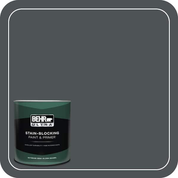 BEHR ULTRA 1 qt. #HDC-WR15-4 Lump of Coal Semi-Gloss Enamel Exterior Paint & Primer