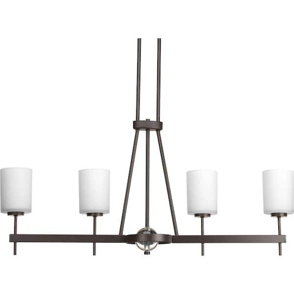 Progress Lighting Compass Collection 4-Light Antique Bronze Chandelier with Opal Etched Glass