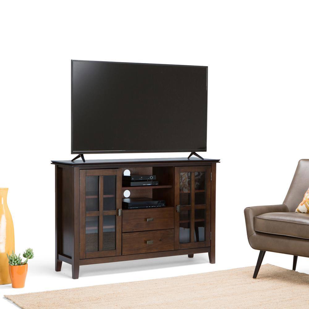 Russet Brown Medium Wood TV Media Console with Cabinet