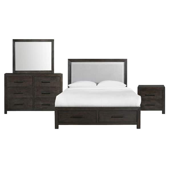 Picket House Furnishings Holland 4-Piece Dark Walnut Queen Storage Bedroom Set