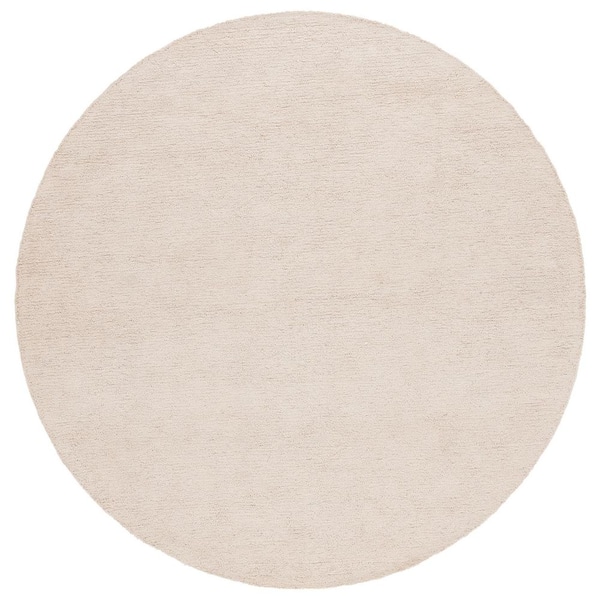 Natural Fiber 6 ft. x 6 ft. Ivory Modern Solid Round Area Rug
