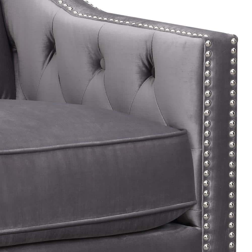 Teagan 30'' Gun Metal Gray Velvet Transitional Accent Chair