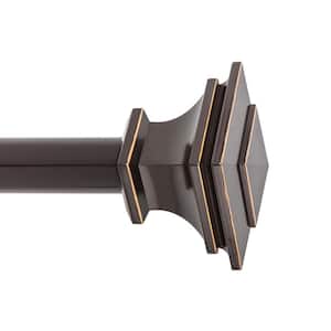 Andrew 72 in. x 144 in. Easy-Install Optional No Tools Adjustable 1 in. Single Rod Kit in Bronze with Square Finials