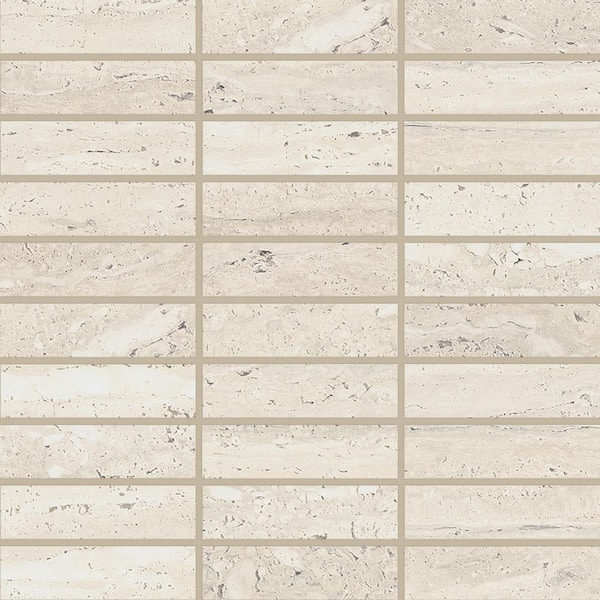 Sensi Roma 1 in. x 4 in. Satin Porcelain Mosaic Floor and Wall Tile in Ivory (5 sq. ft. /Case)
