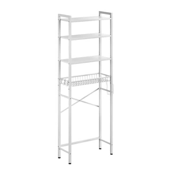 23.75 in. W x 67 in. H x 9.4 in. D Metal Over-The-Toilet Storage Rack, 4-Tier Over the Toilet Storage Cabinet, White