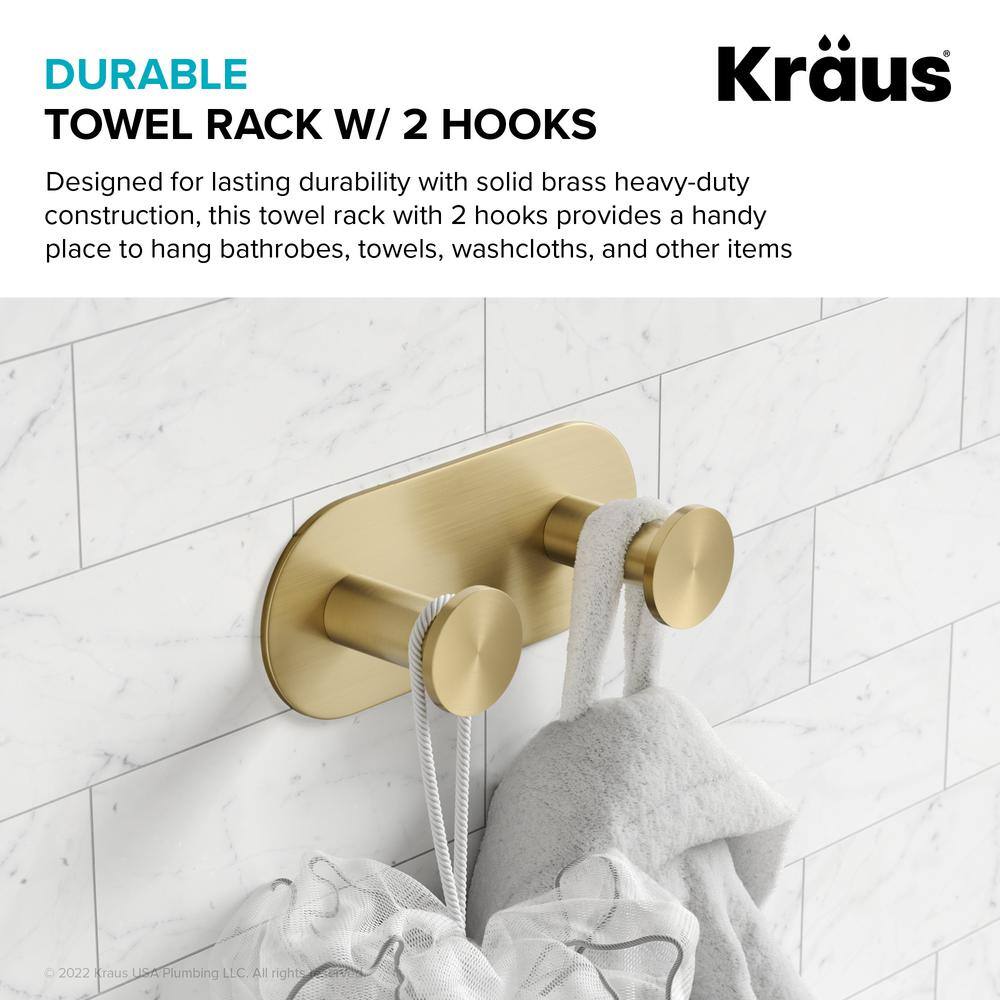 Elie Brushed Gold Double Wall Mounted Towel Hook