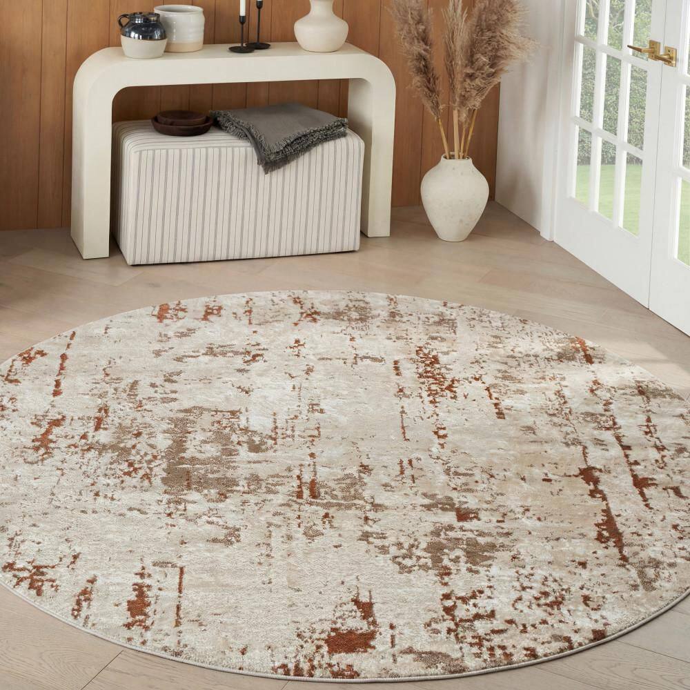 Concerto Ivory Rust 5' Round ft. x 5 ft. Abstract Contemporary Round Area Rug price history on PriceWatchPro