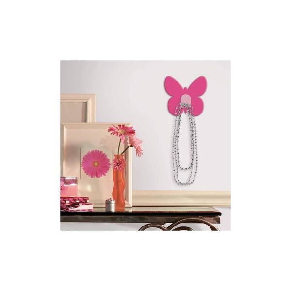 RoomMates 2.875 in. Bright Pink Butterfly Magic Hook Wall Graphic