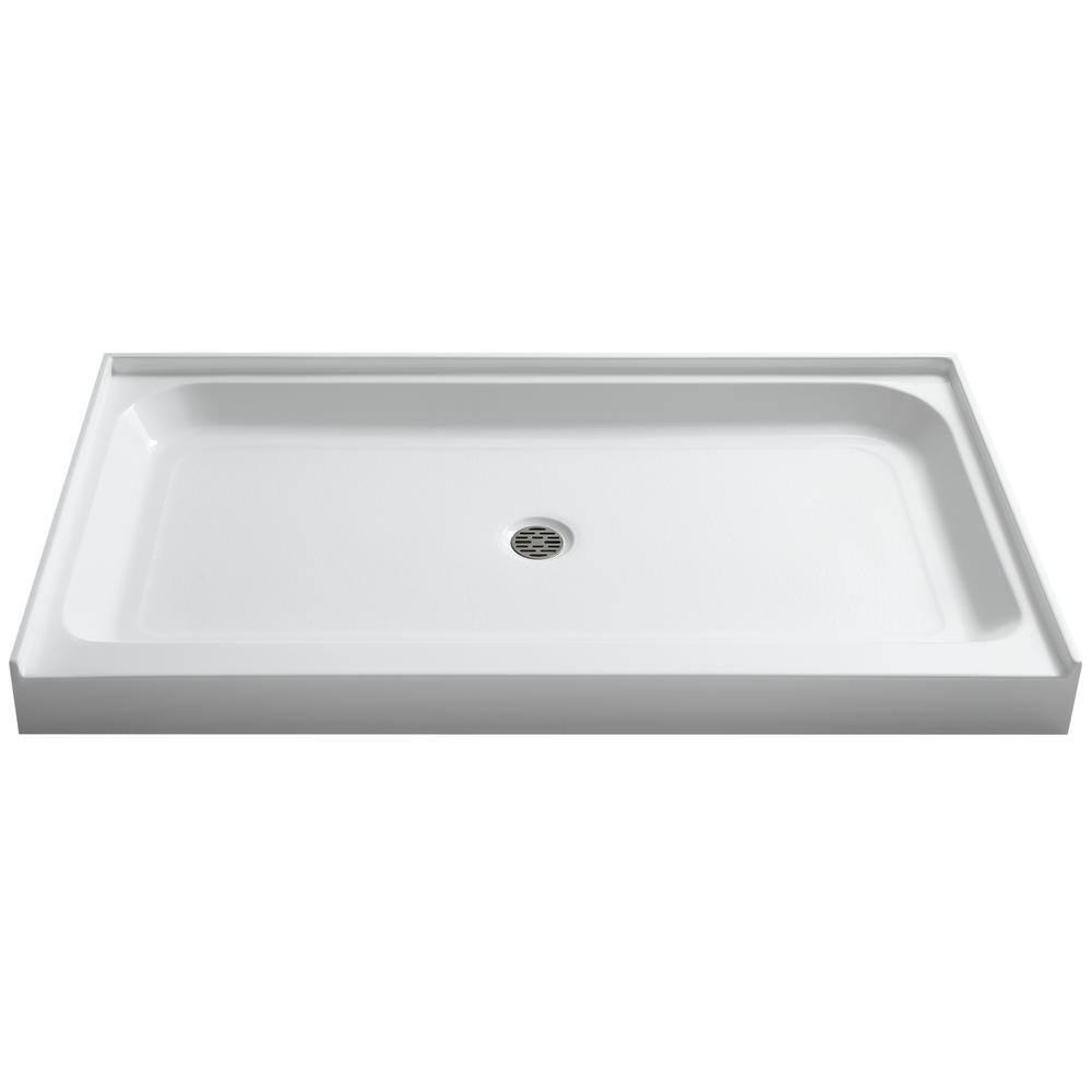 Tiers Base Series 32 in. L x 60 in. W Alcove Shower Shower Pan Base with Ce