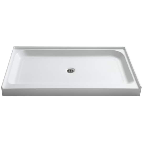 ANZZI Tiers Base Series 32 in. L x 60 in. W Alcove Shower Shower Pan Base with Center Drain in Glossy White Marine Acrylic