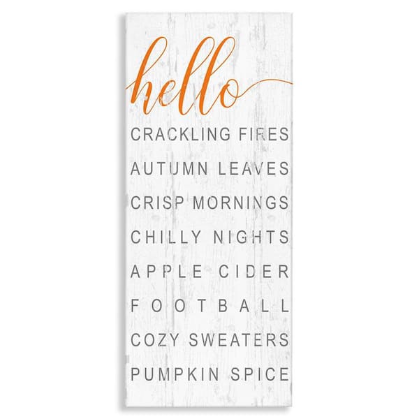 Stupell Industries Hello Fall Favorites Phrases by Jessica Mundo Unframed Graphic Typography Art Print 24 in. x 10 in.