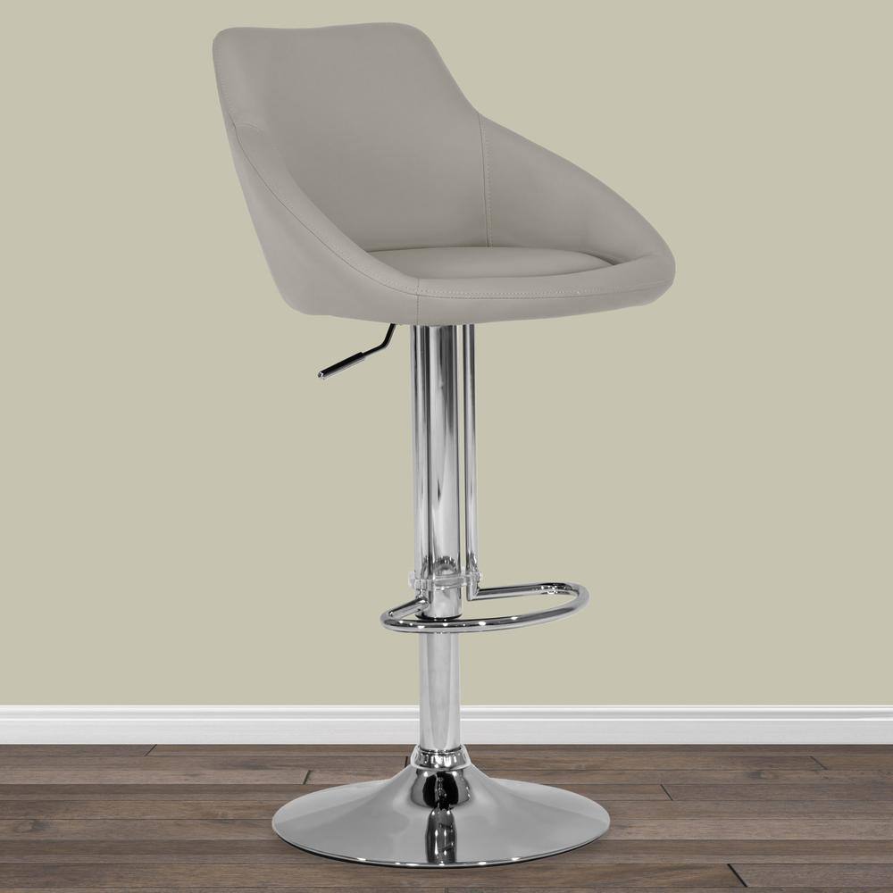 Gray Adjustable Swivel Wood and Metal Counter Stool