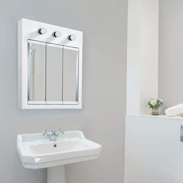Design House Concord 24 In W White 3, Bathroom Medicine Cabinets With Mirror And Lights
