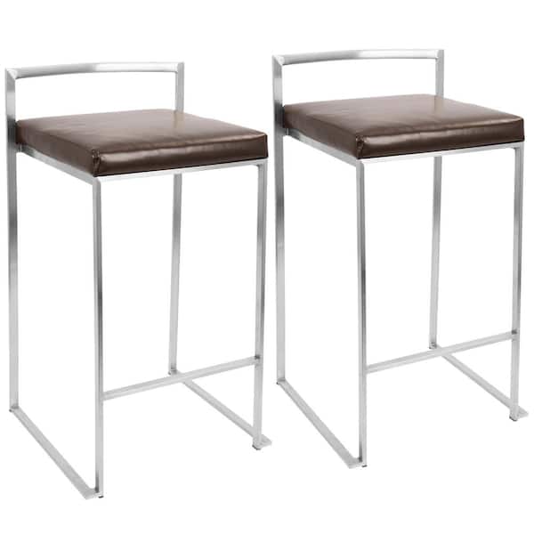 Lumisource Fuji Brown Stackable Counter Stool (Set of 2)