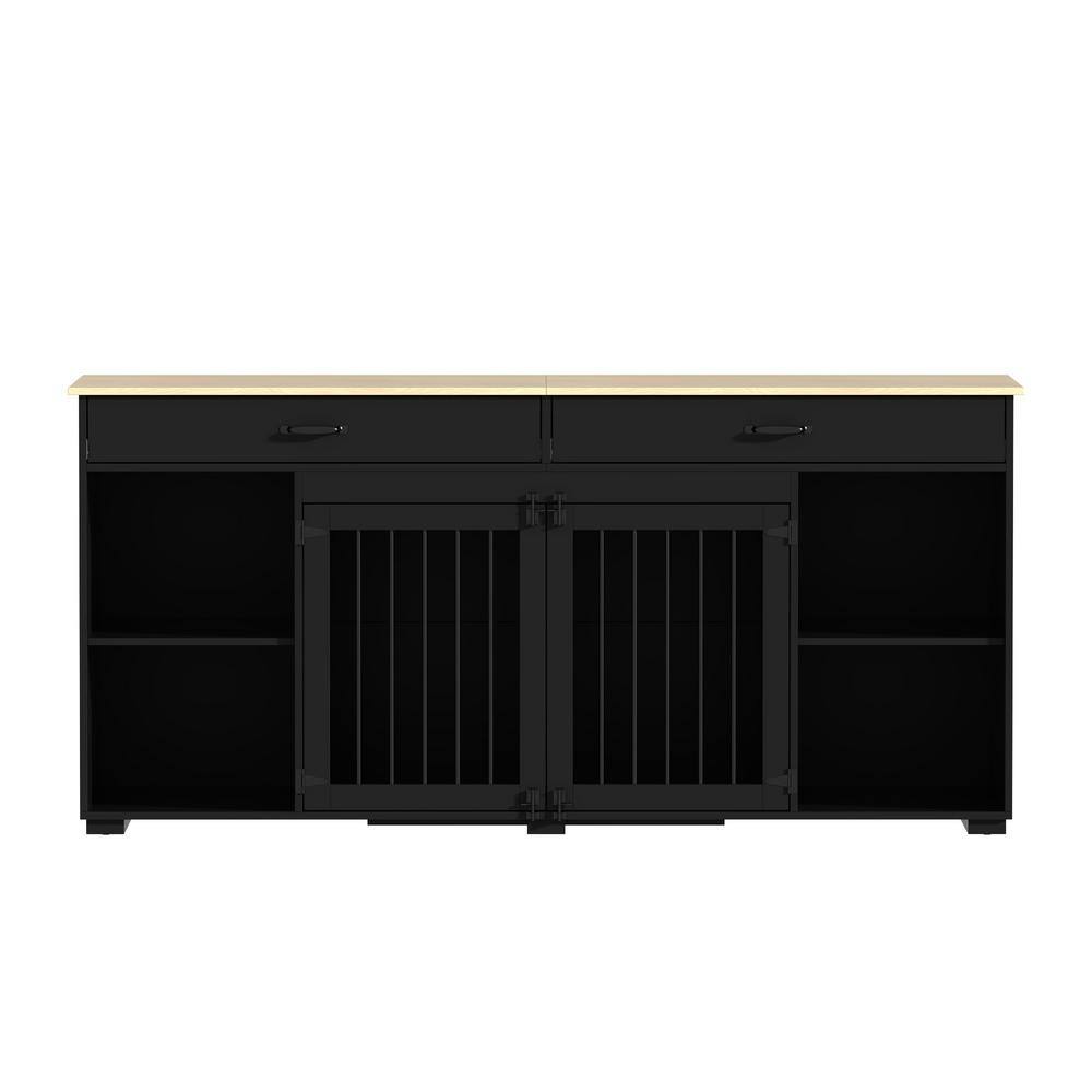 WIAWG Large Dog Crate Storage Cabinet, Wooden Heavy Duty Dog Pens with ... - Wall Mount Dog Crate Storage Systems