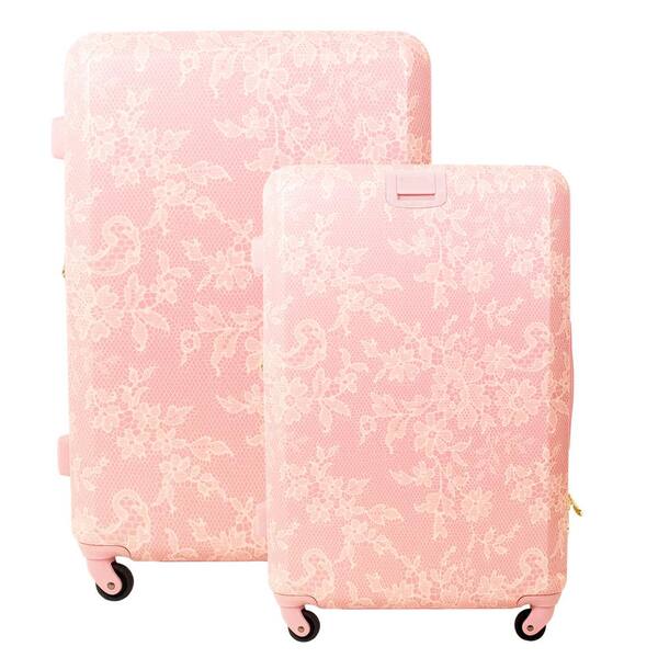 Macbeth Collection Lace Texture Hard Sided 29 in. and 21 in. 2-Piece Blush Pink Luggage Set