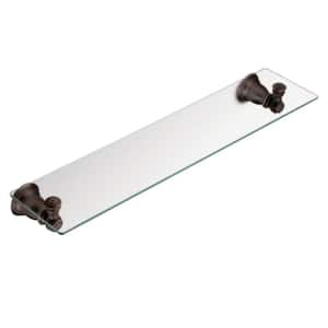 Kingsley 5-1/4 in. L x 2-9/10 in. H x 22-3/4 in. W Wall-Mount Clear Glass Shelf in Oil Rubbed Bronze