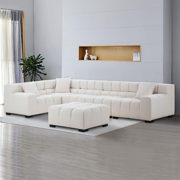 3 Seats Sofa Linen Fabric Sofa Couch with Reversible Back Cushions,  Upholstered Scrolled Arm Sofas 3-Seat Couches for Living Room, Beige 