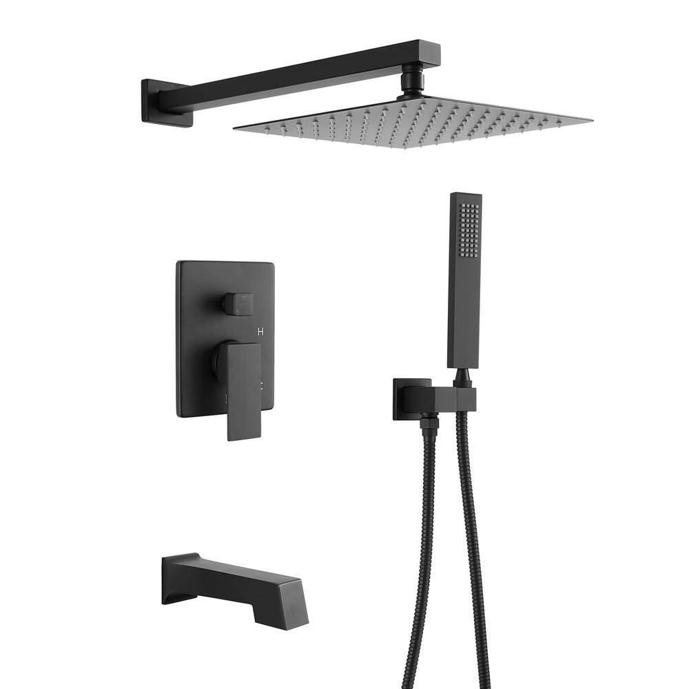 1-Spray 10 in. Wall Mount Dual Shower Head and Handheld Shower Head 1.8 GPM in Brushed Black price history on PriceWatchPro