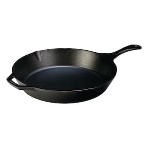 13.25 in. Cast Iron Skillet in Black with Pour Spout