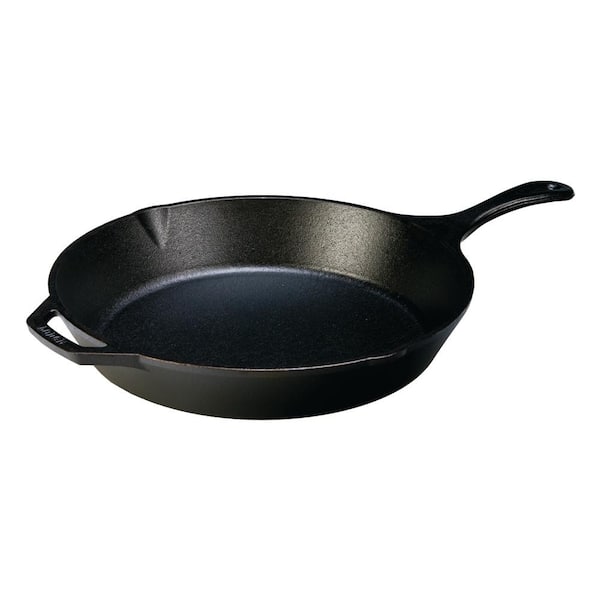 Lodge 13.25 in. Cast Iron Skillet in Black with Pour Spout