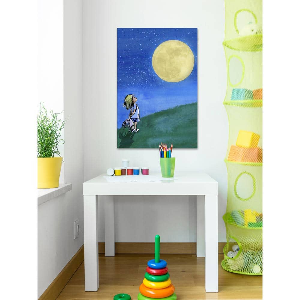 45 in. H x 30 in. W ""Girl and Moon"" by Phyllis Harris Printed Canvas Wall Art, Multi-Colored -  Marmont Hill, MH-PHYHAR-08-C-45