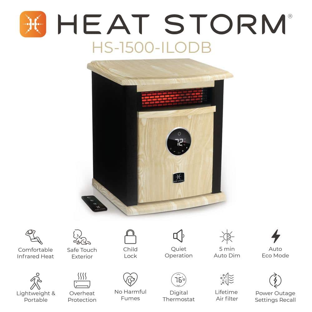 Black and Tan Electric Infrared Quartz Space Heater with Thermostat