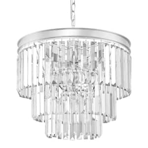 North Falls 5-Light Chrome Tiered Pendant Light with Crystal Shade