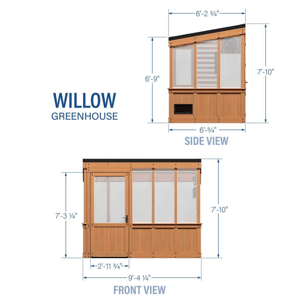 Willow 9 x 6 Wooden Polycarbonate Greenhouse