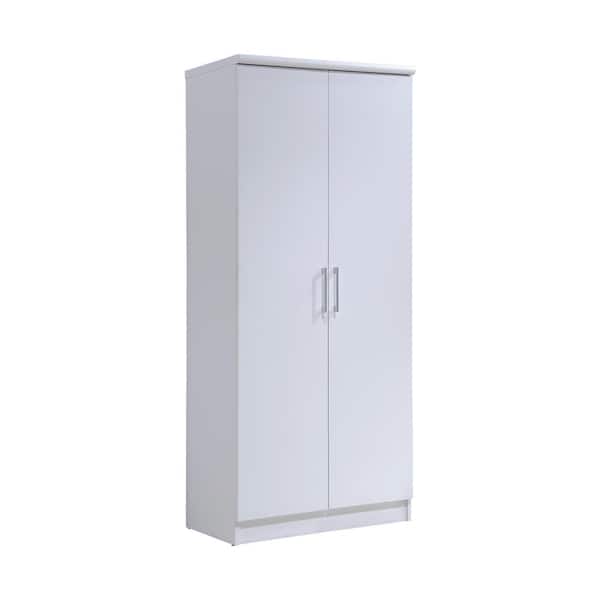 HODEDAH 2-Door White Armoire with Shelves 72 in. x 31.5 in. x 17 in.