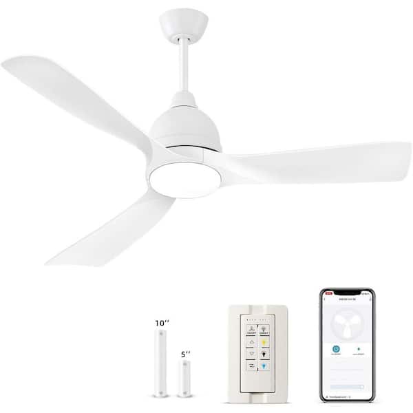 52 in. Indoor Integrated LED Smart White Ceiling Fan with Light Kit and Remote/APP Control