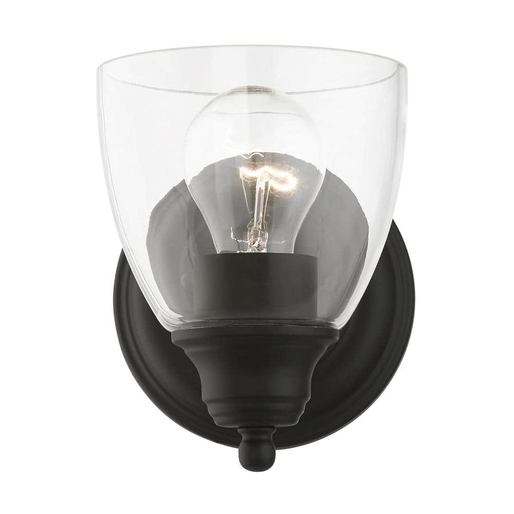 Black Hand Blown Glass 1-Light Vanity Sconce