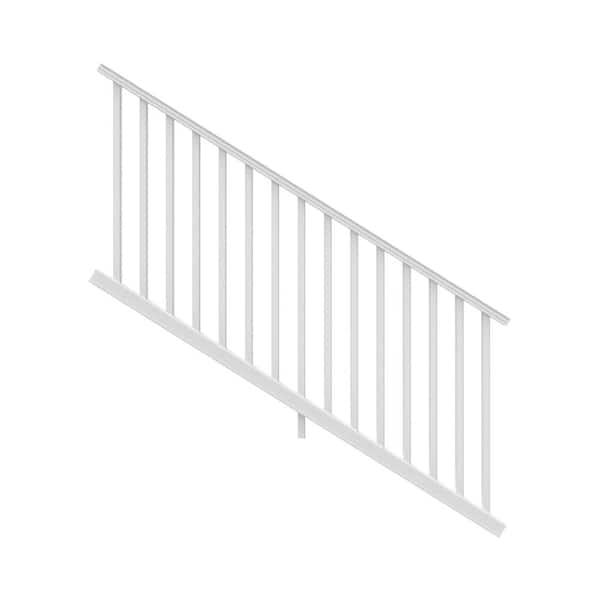 Rdi Transform 6 Ft Resalite Stair Rail Kit In Satin White With Square Balusters For 3 5 Ft Rail Height 73019037 The Home Depot