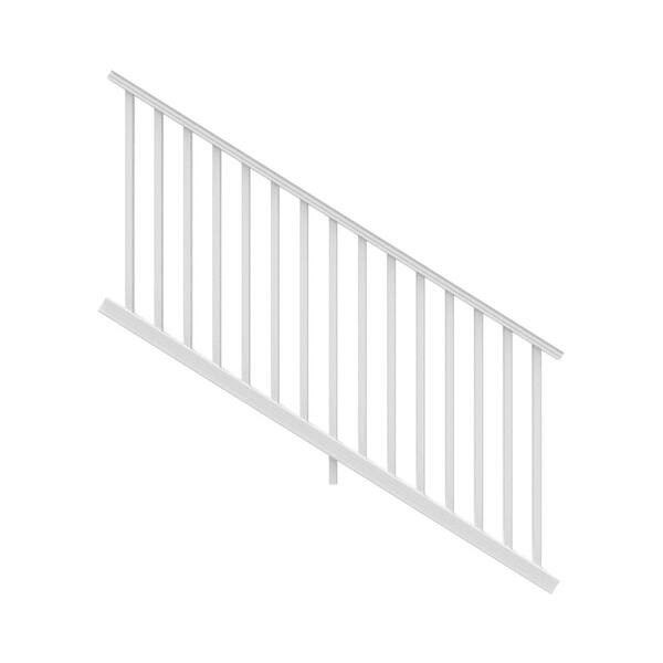 Rdi Transform 6 Ft Resalite Stair Rail Kit In Satin White With Square Balusters For 3 5 Ft Rail Height 73019037 The Home Depot