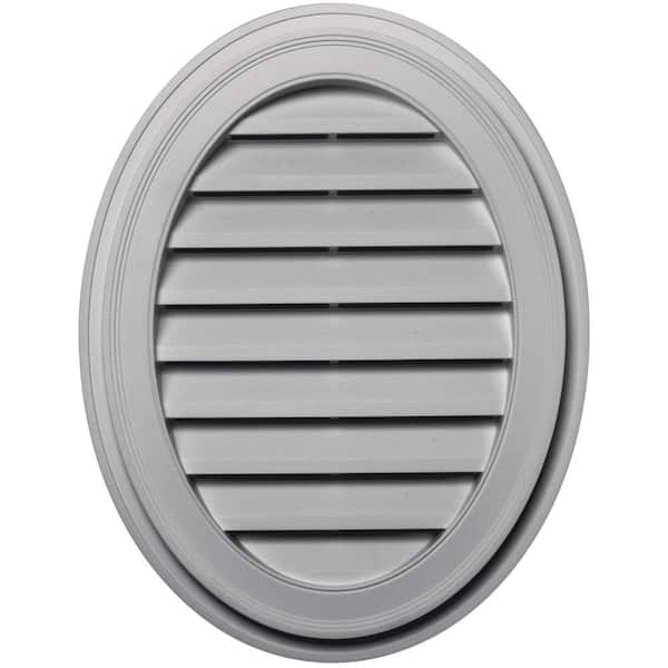 Builders Edge 21 in. x 27 in. Oval Gray Plastic Built-in Screen Gable Louver Vent