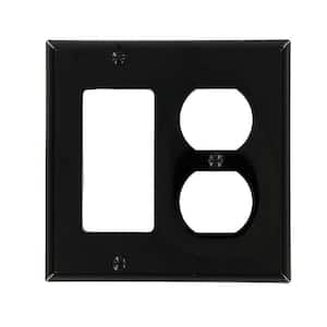 Black 2-Gang 1-Decorator/Rocker/1-Duplex Wall Plate (1-Pack)