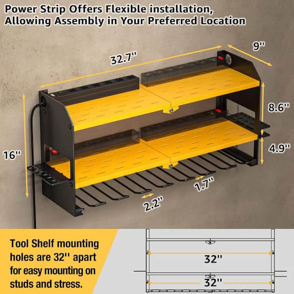 YICHUHAOXI Power Tool Organizer 38 in. Yellow Steel Surge