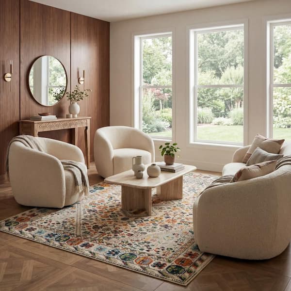 Erline Colorful Bohemian Area Ivory Multicolor 8 ft. x 11 ft. Indoor Area Rug