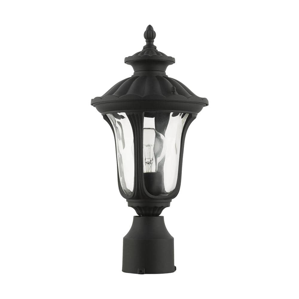 Oxford Traditional Textured Black Outdoor Post Lantern with Clear Water Glass