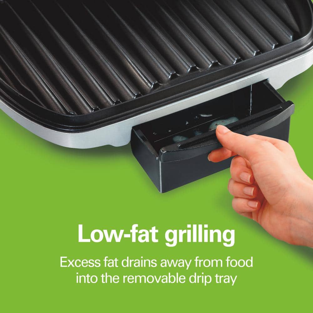 Hamilton Beach Electric Indoor Grill with Nonstick Surface, 1200W, Stainless Steel